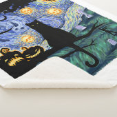 Couverture Sherpa T-shirt de chat, Cat de nuit effrayant, Van Gogh C (3/4)