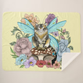 Couverture Sherpa Tabby Fairy Cat Mushroom Floral (Devant (Horizontal))