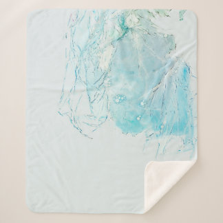 Couverture Sherpa Tableau abstrait bleu et blanc