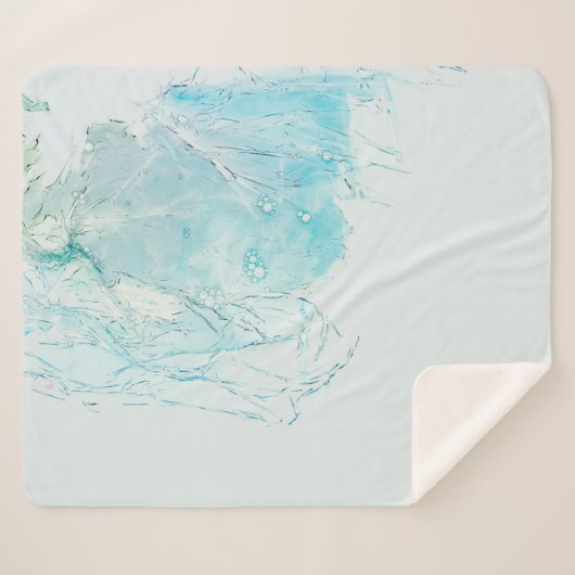 Couverture Sherpa Tableau abstrait bleu et blanc (Devant (Horizontal))