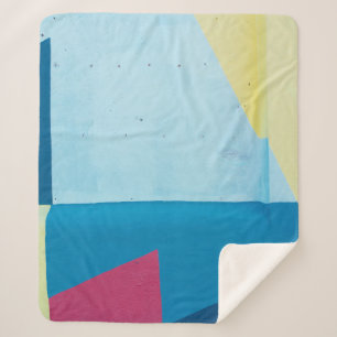 Couverture Sherpa Tableau abstrait bleu, rouge, rose et jaune