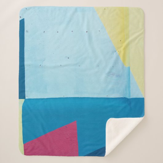 Couverture Sherpa Tableau abstrait bleu, rouge, rose et jaune (Devant)