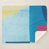 Couverture Sherpa Tableau abstrait bleu, rouge, rose et jaune (Devant (Horizontal))