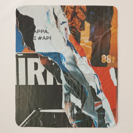 Couverture Sherpa Tableau abstrait noir blanc et orange (Devant)