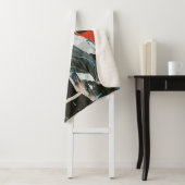 Couverture Sherpa Tableau abstrait noir blanc et orange (En situation)