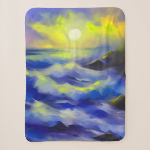 Couverture Sherpa Tableau des vagues bleu foncé sous le soleil