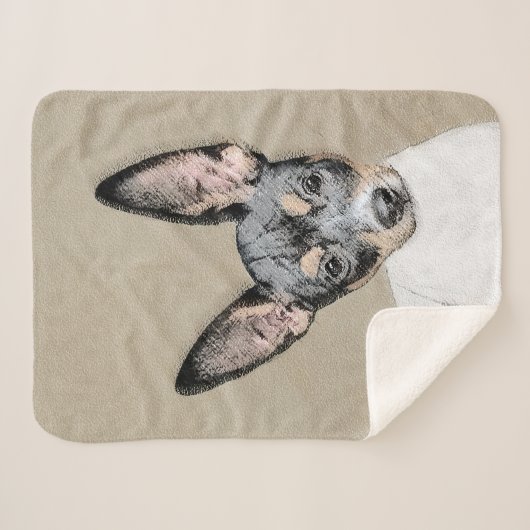 Couverture Sherpa Tableau Rat Terrier - Cute Original Chien Art (Devant (Horizontal))