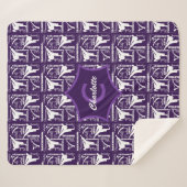 Couverture Sherpa Taekwondo mignonne mauve blanche fille Monogrammé (Devant (Horizontal))