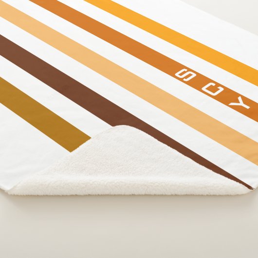 Couverture Sherpa Tan Brown Orange Vertical Stripes Monogramme (3/4)