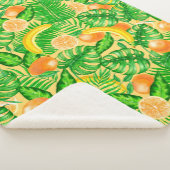 Couverture Sherpa Tangerines, bananes et feuilles tropicaux (3/4)