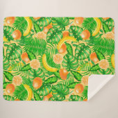 Couverture Sherpa Tangerines, bananes et feuilles tropicaux (Devant (Horizontal))