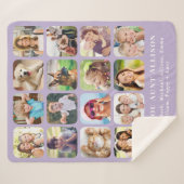 Couverture Sherpa Tante 16 Photo Collage Purple (Devant (Horizontal))