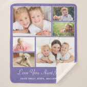 Couverture Sherpa Tante Love You 6 Photo Collage Purple (Devant)