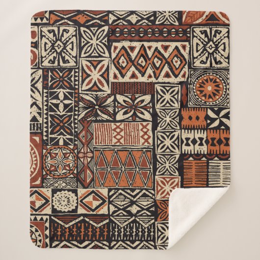 Couverture Sherpa Tapa hawaïen : Patchwork tribal (Devant)