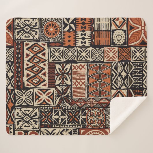 Couverture Sherpa Tapa hawaïen : Patchwork tribal (Devant (Horizontal))