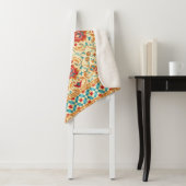 Couverture Sherpa Tapis oriental, motif fleurie ornementale. (En situation)