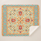 Couverture Sherpa Tapis oriental, motif fleurie ornementale. (Devant (Horizontal))