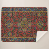 Couverture Sherpa Tapis persan rouge bleu classique (Devant (Horizontal))