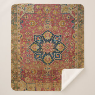 Couverture Sherpa Tapis rouge or Kashan tapis Perse Asiatique