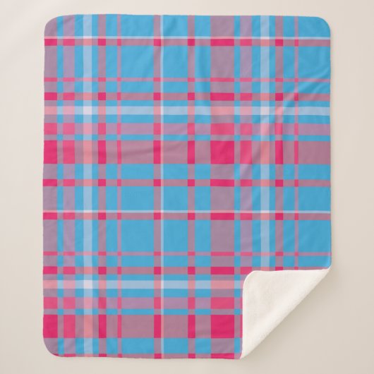 Couverture Sherpa Tartan bleu et rouge (Devant)