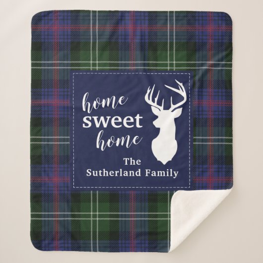 Couverture Sherpa Tartan Clan Sutherland de vacances personnalisées (Devant)