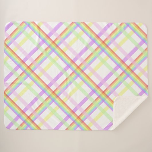 Couverture Sherpa Tartan coloré arc-en-ciel mignon (Devant (Horizontal))