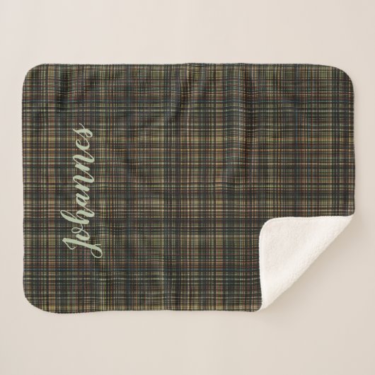 Couverture Sherpa Tartan foncé (Plaid) personnalisé (Devant (Horizontal))