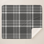 Couverture Sherpa Tartan gris de charbon foncé plaqué avec Monogramm (Devant (Horizontal))