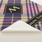 Couverture Sherpa Tartan mauve, or et bleu (3/4)