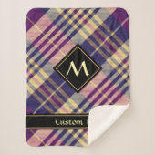 Couverture Sherpa Tartan mauve, or et bleu (Devant)