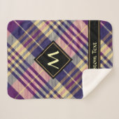 Couverture Sherpa Tartan mauve, or et bleu (Devant (Horizontal))