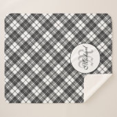 Couverture Sherpa Tartan motif Noël noir blanc Monogramme (Devant (Horizontal))