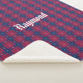 Couverture Sherpa Tartan - Patriotique - Bleu Rouge Étoiles Blanches (3/4)