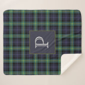 Couverture Sherpa Tartan plat personnalisé À damiers monogramme (Devant (Horizontal))