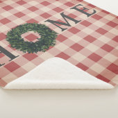 Couverture Sherpa Tartan Rouge Typographie Maison Ferme Élégant Tend (3/4)