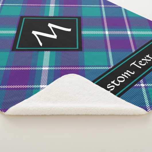 Couverture Sherpa Tartan vert de mer, violet et bleu (3/4)
