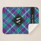 Couverture Sherpa Tartan vert de mer, violet et bleu (Devant (Horizontal))
