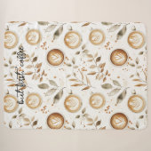 Couverture Sherpa Tasses de café Feuilles (Devant (Horizontal))