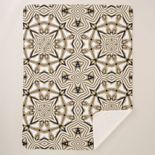Couverture Sherpa Taupe beige Brown Black White Bohemian Tribe Art (Devant)