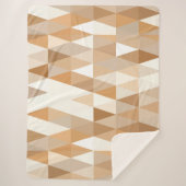 Couverture Sherpa Taupe ivoire moderne Gris Tan Brown Motif triangle (Devant)