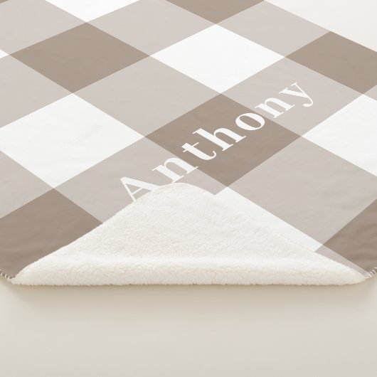 Couverture Sherpa Taupe moderne En vichy Motif Nom du monogramme (3/4)