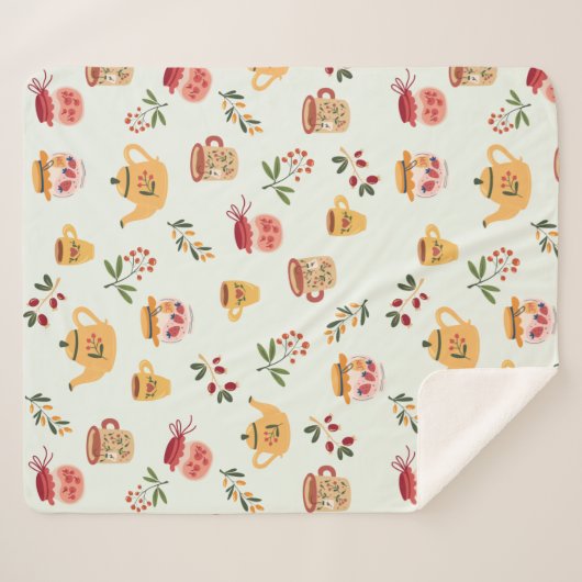 Couverture Sherpa Tea Time Motif sans faille (Devant (Horizontal))
