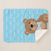 Couverture Sherpa Teddy Bear Personnalisé Nom bleu Garçon (Devant (Horizontal))