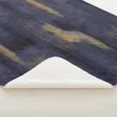 Couverture Sherpa teintes douces Abstraites Bleu profond & Or (3/4)