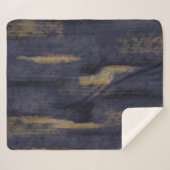 Couverture Sherpa teintes douces Abstraites Bleu profond & Or (Devant (Horizontal))