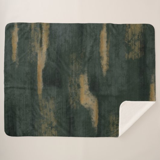 Couverture Sherpa teintes douces Abstraites Deep Green & Gold Sherpa (Devant (Horizontal))