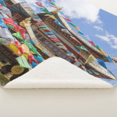 Couverture Sherpa Temple tibétain avec drapeaux de prière - Yunnan, (3/4)