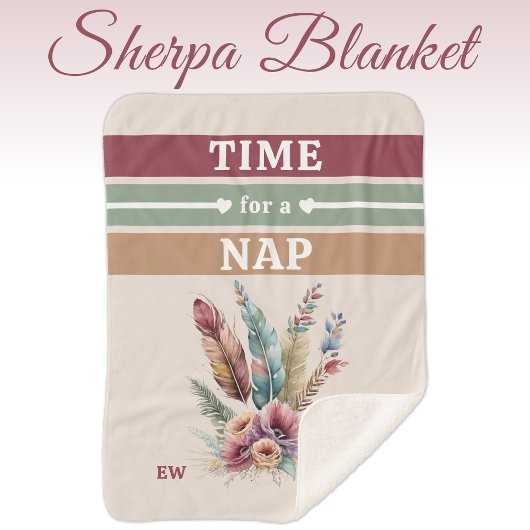 Couverture Sherpa Temps pour une sieste ajouter des initiales fleurs