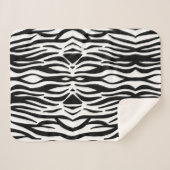 Couverture Sherpa tendance girly chic noir et blanc zèbre rayures (Devant (Horizontal))