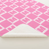 Couverture Sherpa Tendance Rose Monogramme Carreaux Initiale (3/4)